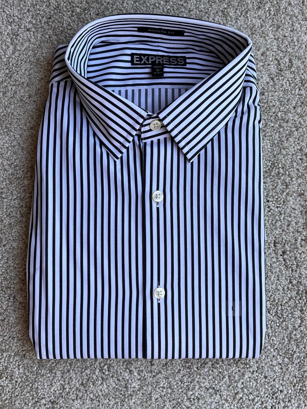 Express Modern Fit Striped Long Sleeve Shirt Large
